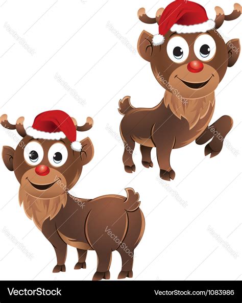 Baby rudolph the reindeer two poses Royalty Free Vector