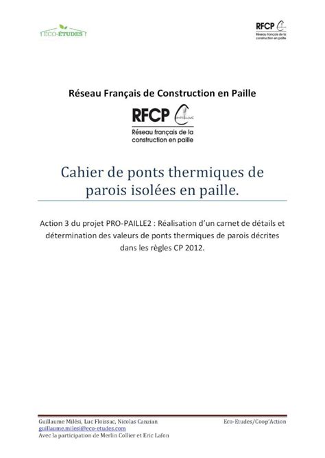 PDF Cahier de ponts thermiques de parois isolées en paille 2016 2