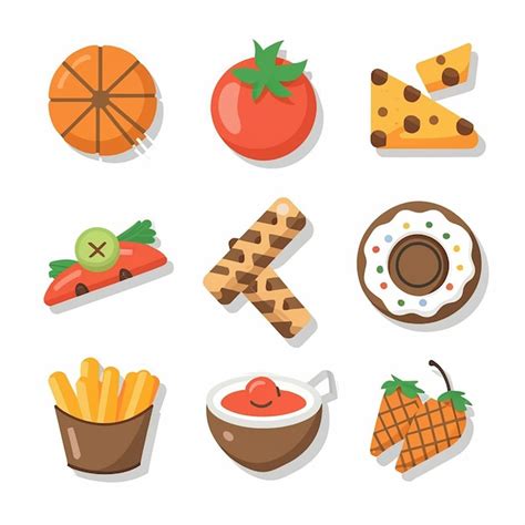 Premium Vector Delicious Food Icons In Flat Style On A White Background