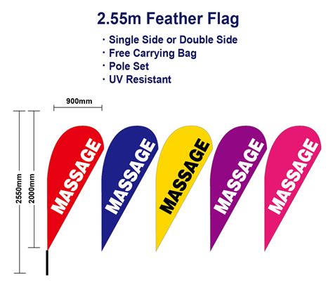 Outdoor 255m Massage Teardrop Flags With Base Spike Kit