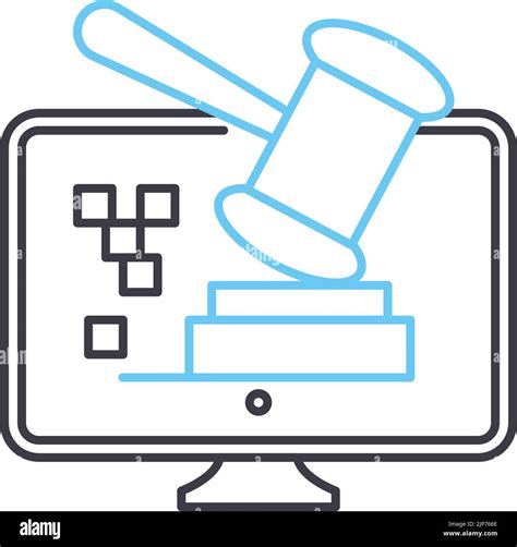 Digital Law Line Icon Outline Symbol Vector Illustration Concept