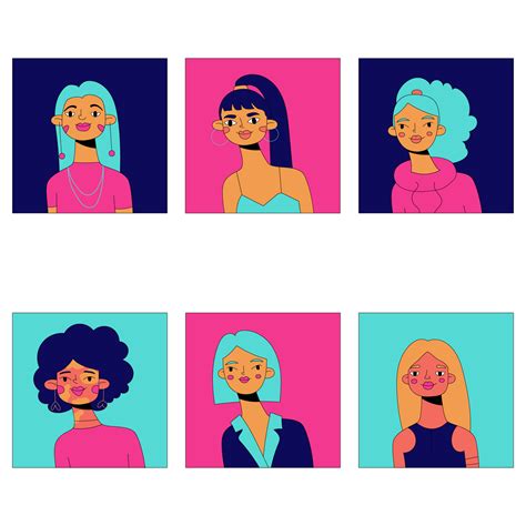 Set of avatars icons of people faces. Diversity characters for social