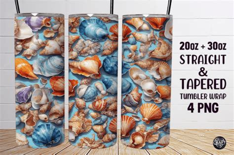 Seashells Skinny Tumbler Wrap Oz Png Graphic By Lazycraftlab