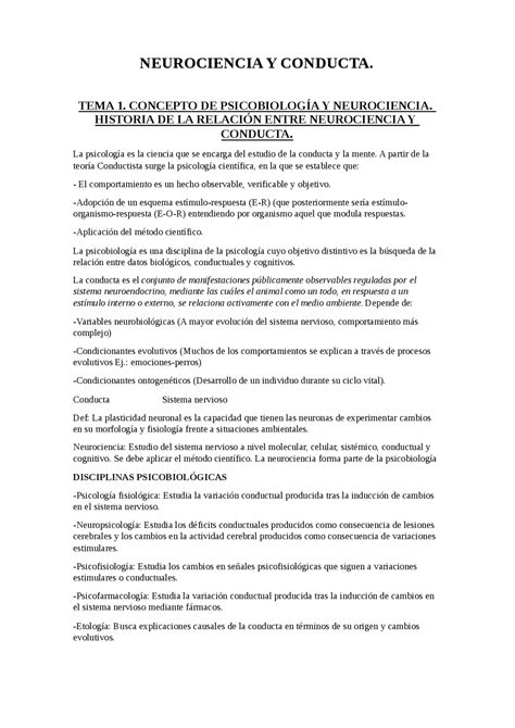 Neurociencia 1 Apuntes De Neurociencia Docsity