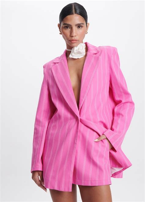 BLAZER ALFAIATARIA ALONGADO RISCA DE GIZ ROSA BiquiniBr