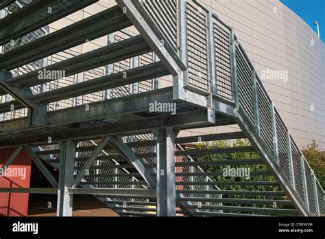 Fire Escape Staircase Pedestrian Passage For Emergency Exit Particular Structure In Galvanized