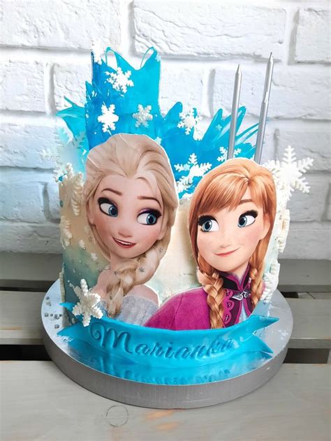 Frozen Cake Tort Elsa I Anna Kraina Lodu Disney Princess Birthday