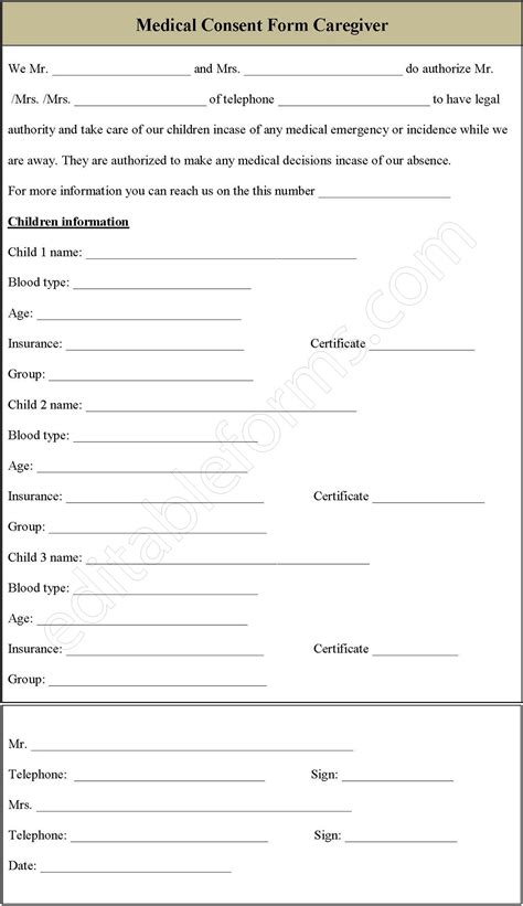 Medical Consent Form Caregiver Editable Pdf Forms