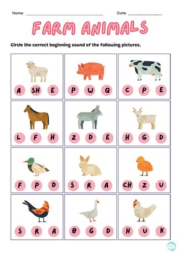 Farm animals - Beginning sounds worksheet | Teaching Resources