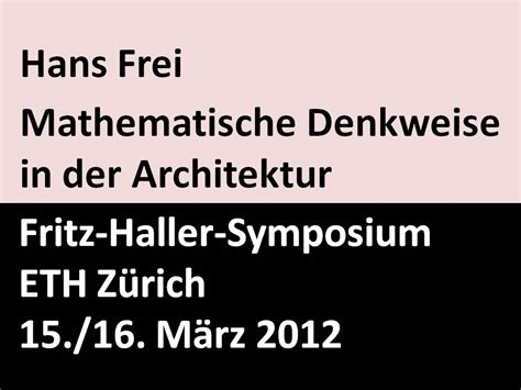 Hans Frei Architect Zurich Architecture Theory Hans Frei