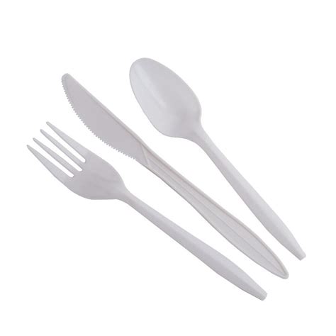 Choice Medium Weight White Plastic Fork Spoon Knife Cutlery Kit In