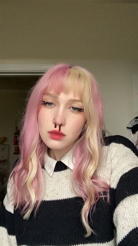 Color Block Hair Color Block Hair Split Dyed Hair Pink Blonde Hair