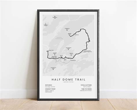 Half Dome Trail Print Yosemite National Park Hiking Trail Etsy