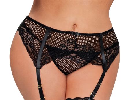 Lacy Line Plus Size Sexy Crochet Lace Garter Belt And G Sting 2 Pc Set