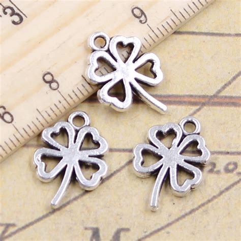 Pcs Charms Lucky Irish Four Leaf Clover X Mm Tibetan Silver Plated