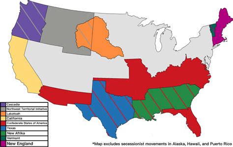 Claimed territory of secessionist movements in the US [OC] : MapPorn