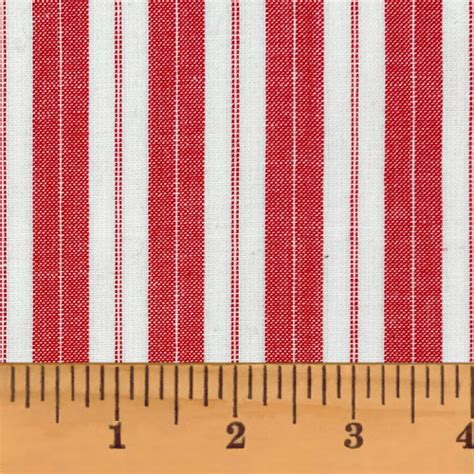 Red And White Ticking Stripe Homespun Cotton Fat Quarter Jubilee Fabric