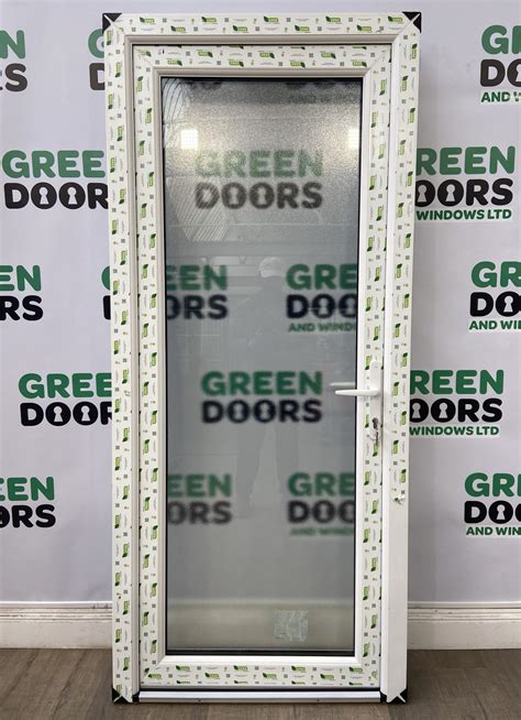 Liniar Upvc White Back Door Green Doors