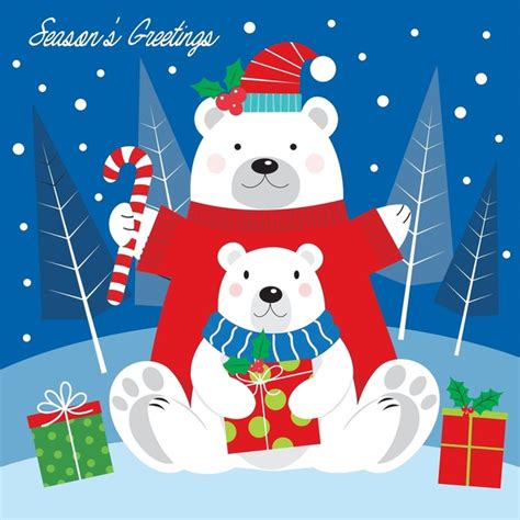 Cartoon Christmas Polar Bear