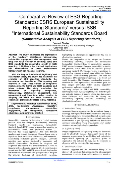 Pdf Comparative Review Of Esg Reporting Standards Esrs European