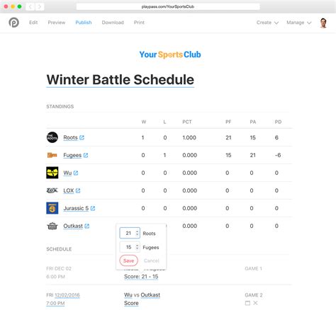 Sports Schedule Maker - Free Tournament Scheduler