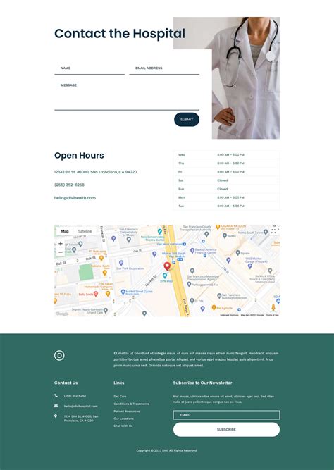 Hospital Contact Page Divi Layout by Elegant Themes