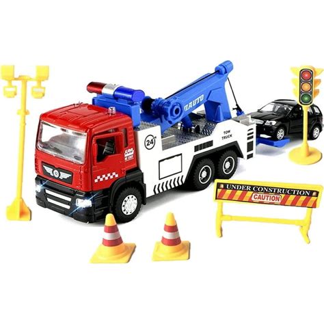 JOYINUS Toy Tow Truck Metal Diecast Truck with Car Pull Back Miniature ...