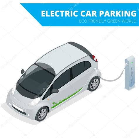 Isometric Electric Car Parking Electronic Car Ecological Concept Eco