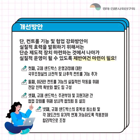 규제샌드박스 효과성과 효율성을 높일 방안은 카드뉴스 뉴스레터 소식·소통 경제ㆍ인문사회연구회