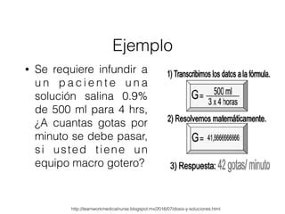 Fórmula calculo de goteo volumen y tiempo PPT