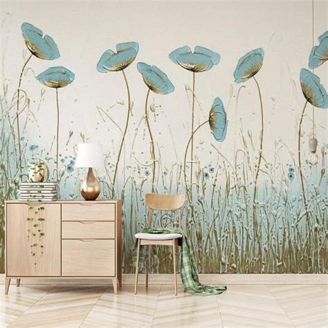 Custom Wallpaper Mural Beautiful Green Flowers ㎡ Bvm Home Reviews