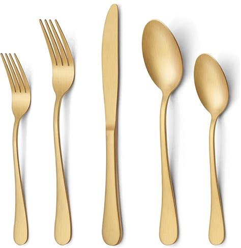 Amazon LIANYU 20 Piece Matte Gold Silverware Set Stainless Steel