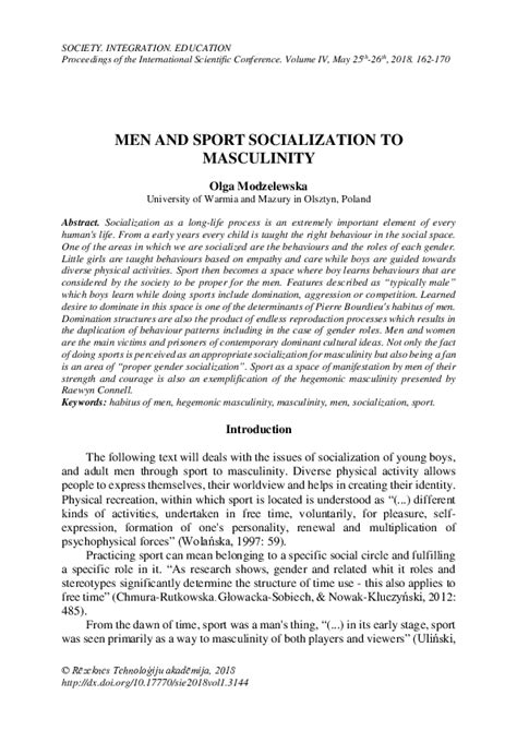 Pdf Men And Sport Socialization To Masculinity