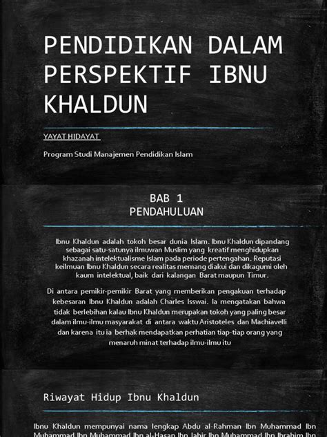 Pendidikan Dalam Perspektif Ibnu Khaldun Pdf