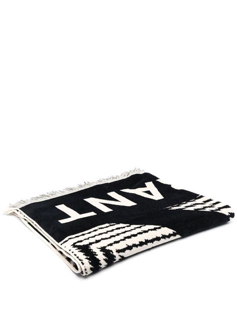 ISABEL MARANT Intarsia Knit Logo Fringed Blanket Farfetch