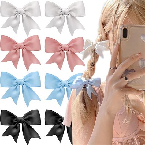 Amazon RUIYDZ Hair Clip 8pcs Colorful Satin Kawaii Bowknot Hair