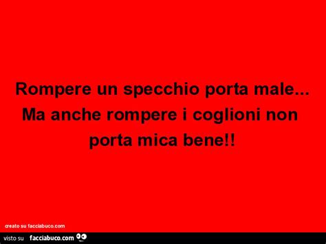 Rompere Un Specchio Porta Male Ma Anche Rompere I Coglioni Non Porta