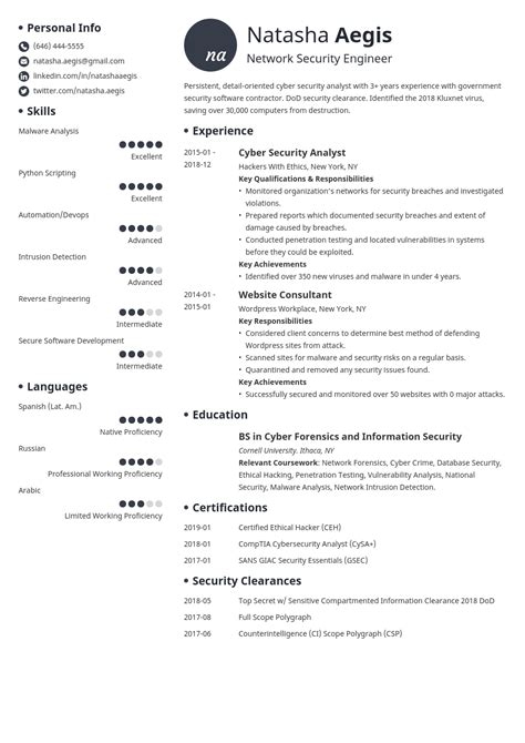 Cyber Security Resume Examples Template For