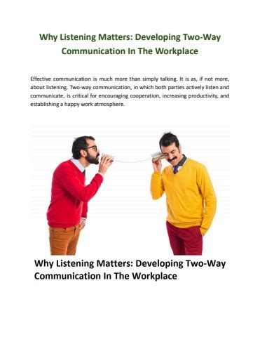 Why Listening Matters Developing Two Way Communication In The