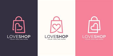 Love Shop Logo Designs Template Bag Combined With Heart Concept