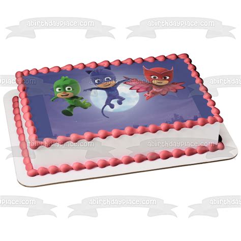 Pj Masks Catboy Owlette Gekko And The Moon Edible Cake Topper Image Ab A Birthday Place