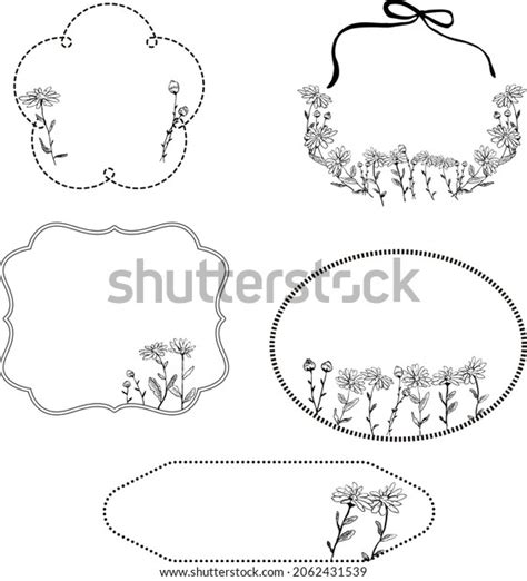 Hand Drawn Cute Flower Frame Set Stock Vector Royalty Free 2062431539 Shutterstock