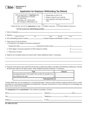 Fillable Online Tax Ohio Application For Employer Withholding Tax