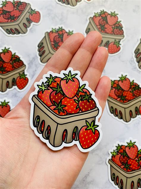 Erdbeere Korb Sticker Erdbeere Obst Sticker Sommer Sticker Etsy De