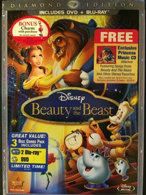 Beauty And The Beast Blu Ray Dvd Disc Set Diamond Edition W