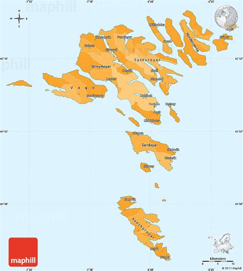 Political Simple Map of Faroe Islands