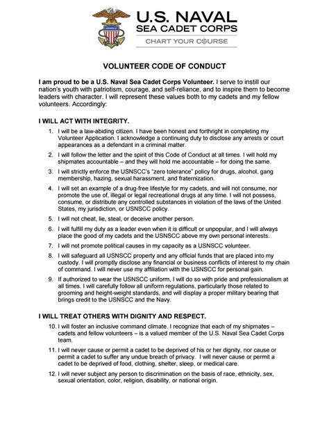 Usnscc Volunteer Code Of Conduct By Shpjohns Issuu