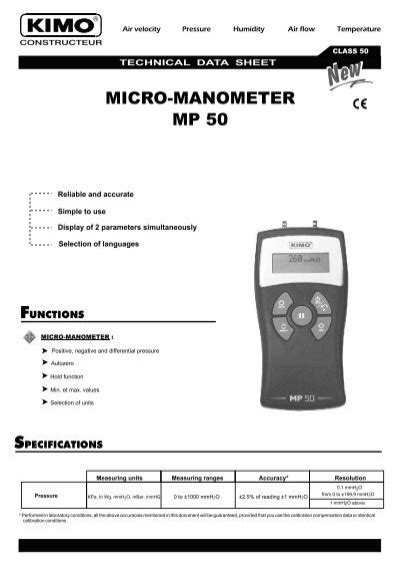 Micro Manometer Mp Kimo Canada