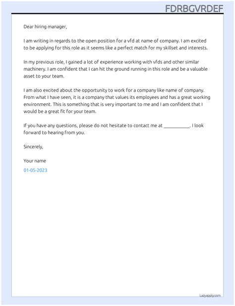 Cover Letter For Vfd LazyApply