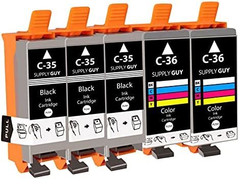 Supply Guy 5 Ink Cartridges Compatible With Canon PGI 35 CLI 36 For